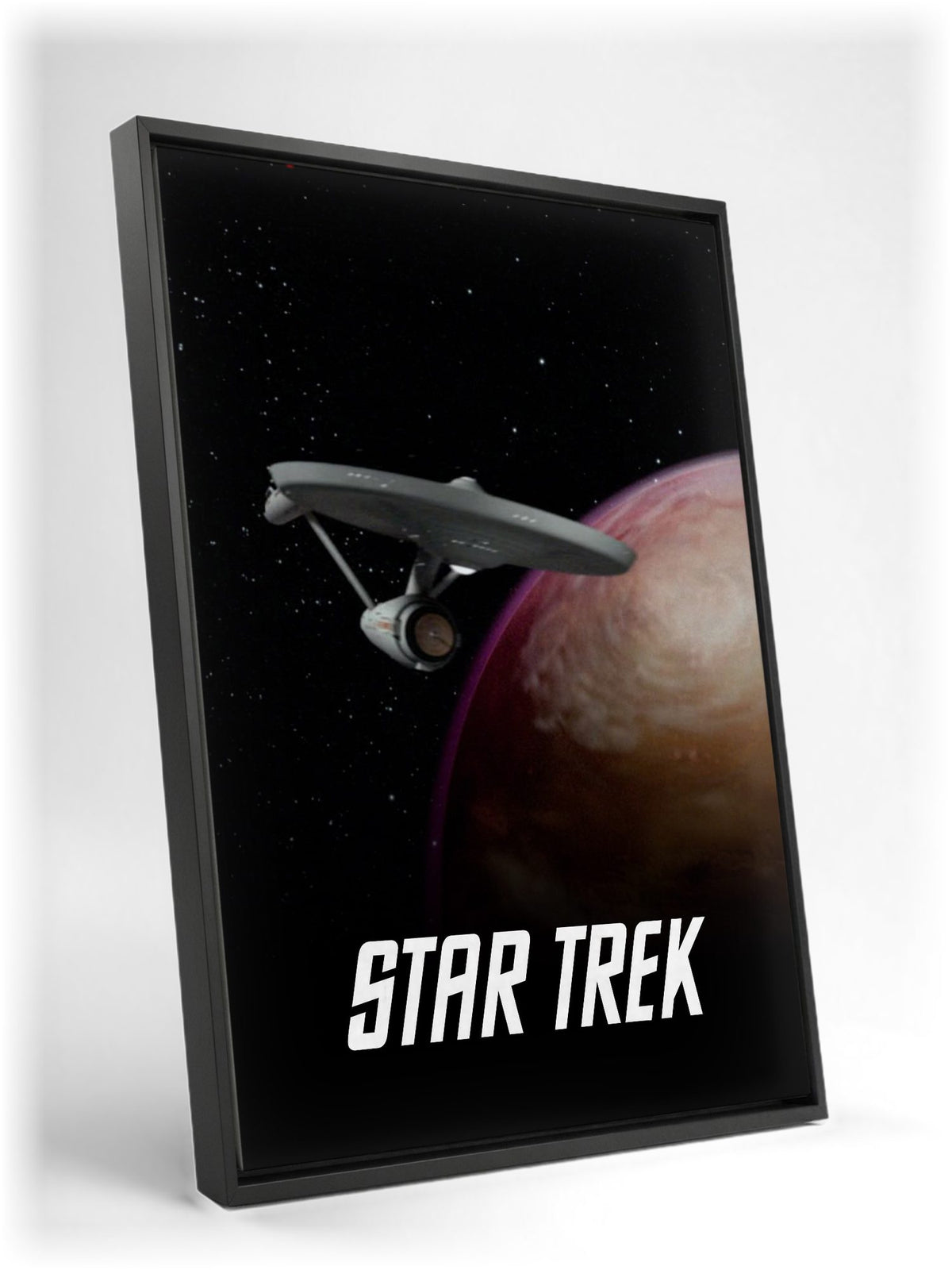 Star Trek: The Original Series as a black floater framed canvas leaning against a wall