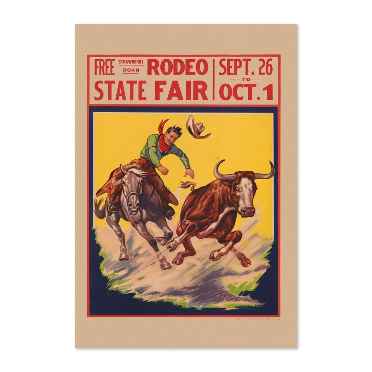 State Fair Rodeo Steer Wrestler poster print