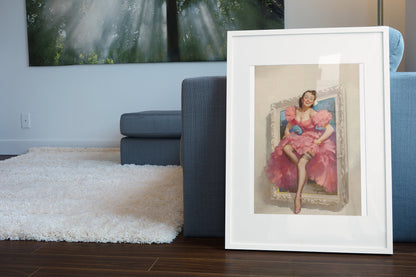 Stepping Out by Gil Elvgren, pin-up poster — living room wall