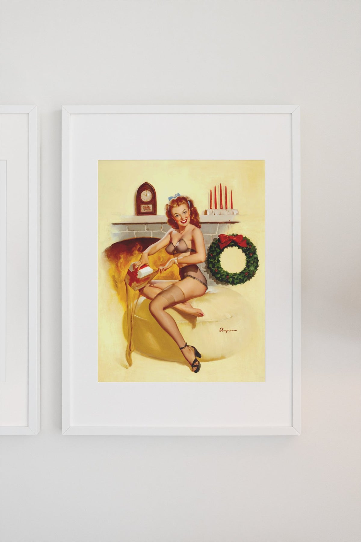 Stocking Stuffer by Gil Elvgren, pin-up poster — gallery wall