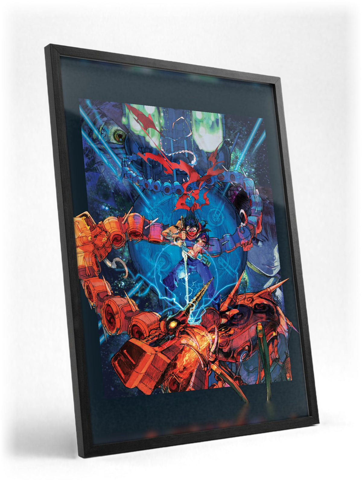 Strider 2 Key Art poster in a black frame with glass leaning against a wall