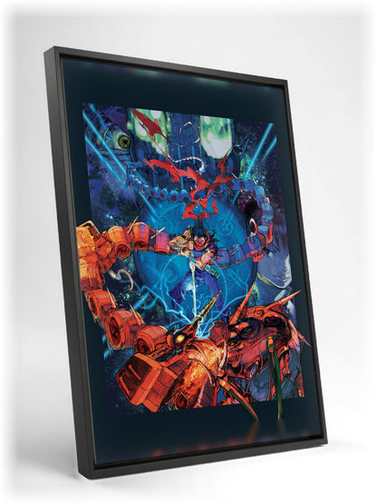 Strider 2 Key Art as a black floater framed canvas leaning against a wall