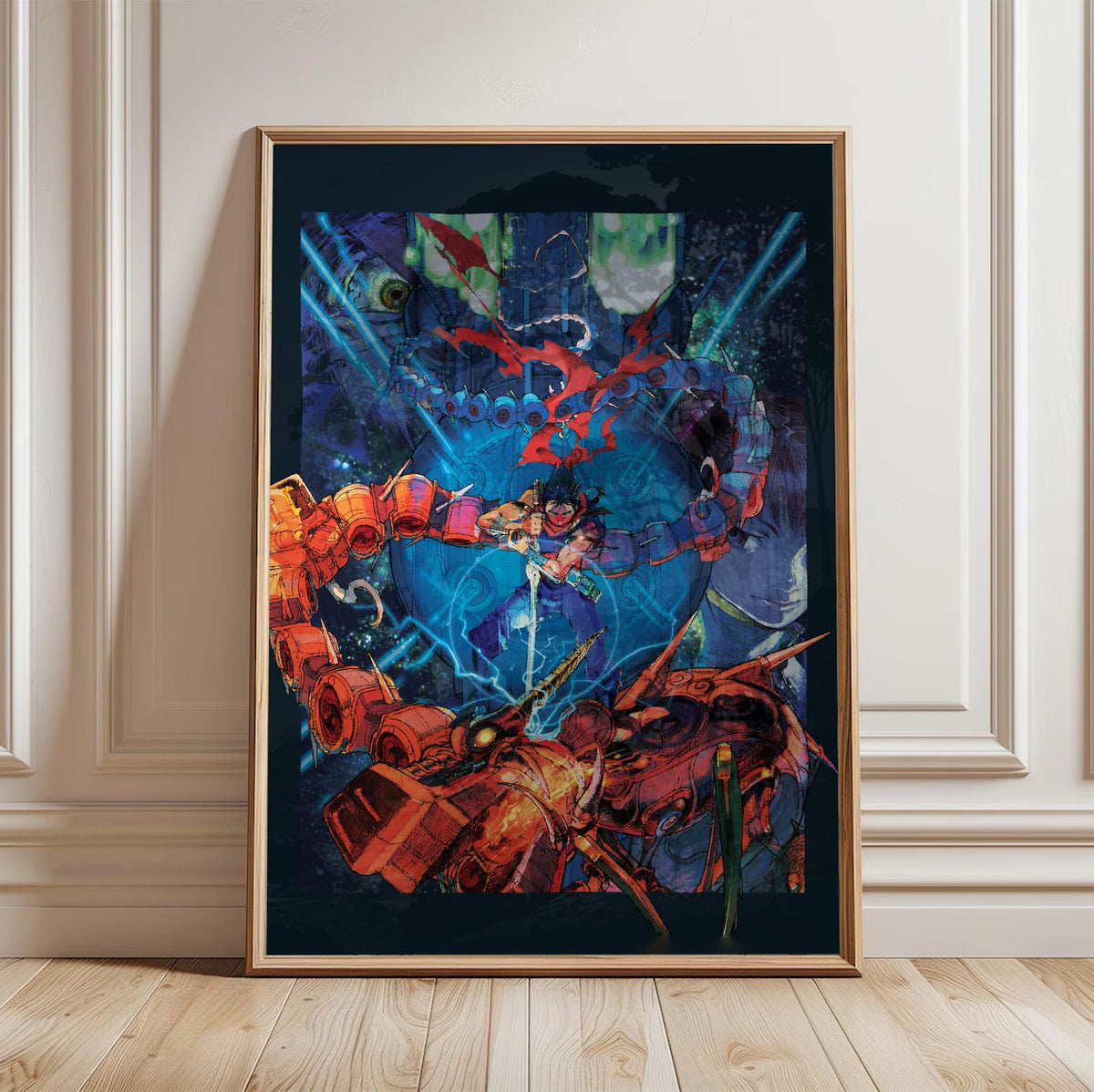Strider 2 Key Art poster in a light oak frame leaning against a white wall