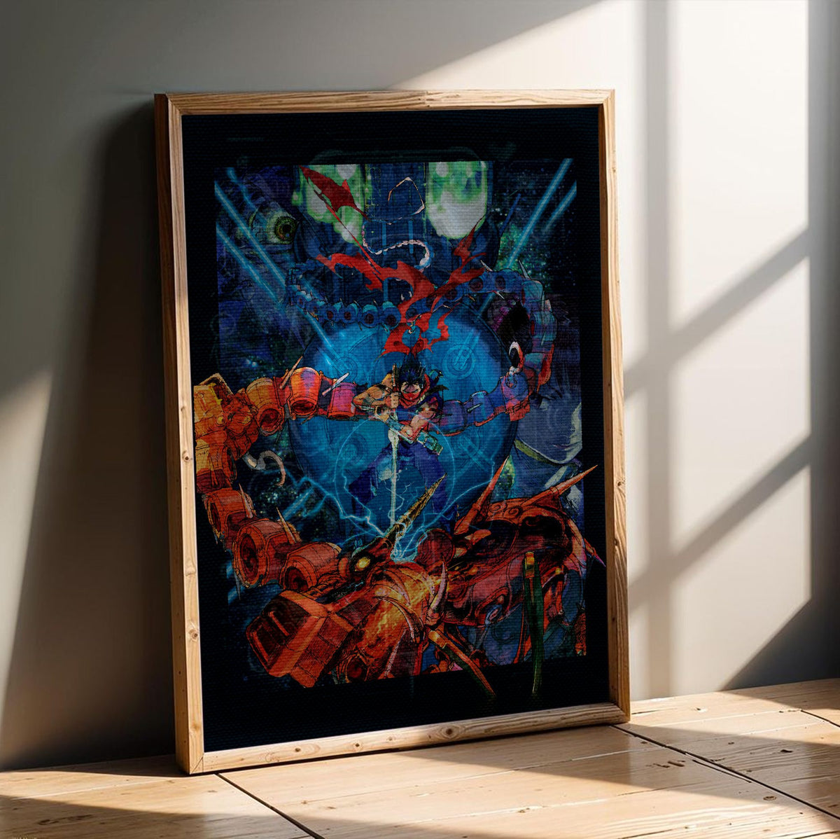 Strider 2 Key Art poster in an oak frame leaning on a wooden floor