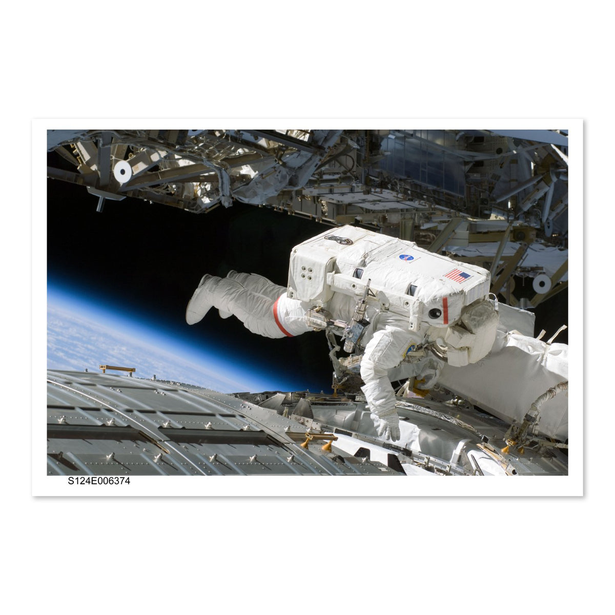 STS-124 Discovery astronaut spacewalk poster print