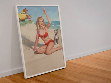 Summer Fun by Gil Elvgren, pin-up poster — leaning frame