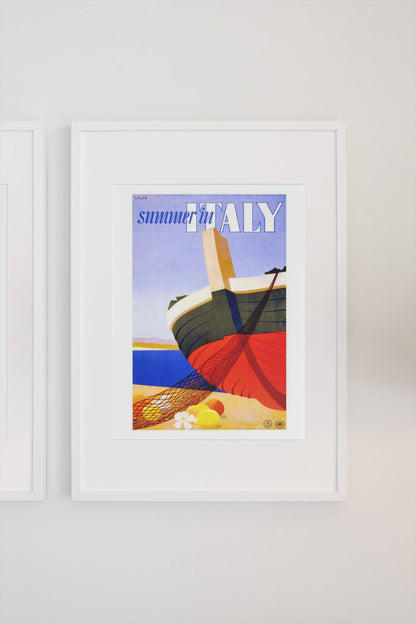 Summer in Italy poster on a light wall