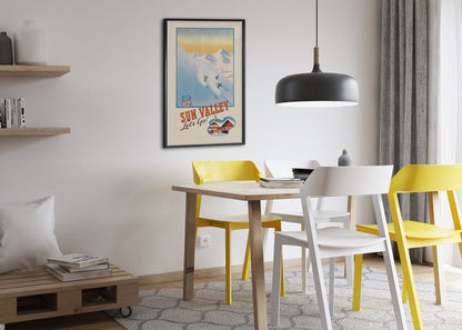 Sun Valley Union Pacific poster framed above a dining table