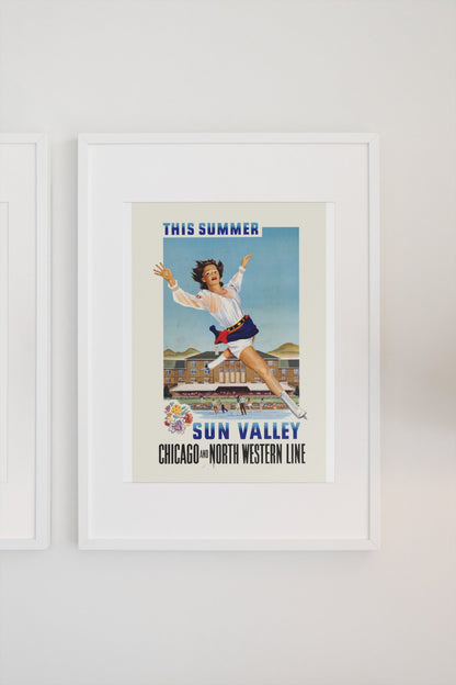 Sun Valley Ice Skating poster on a light wall