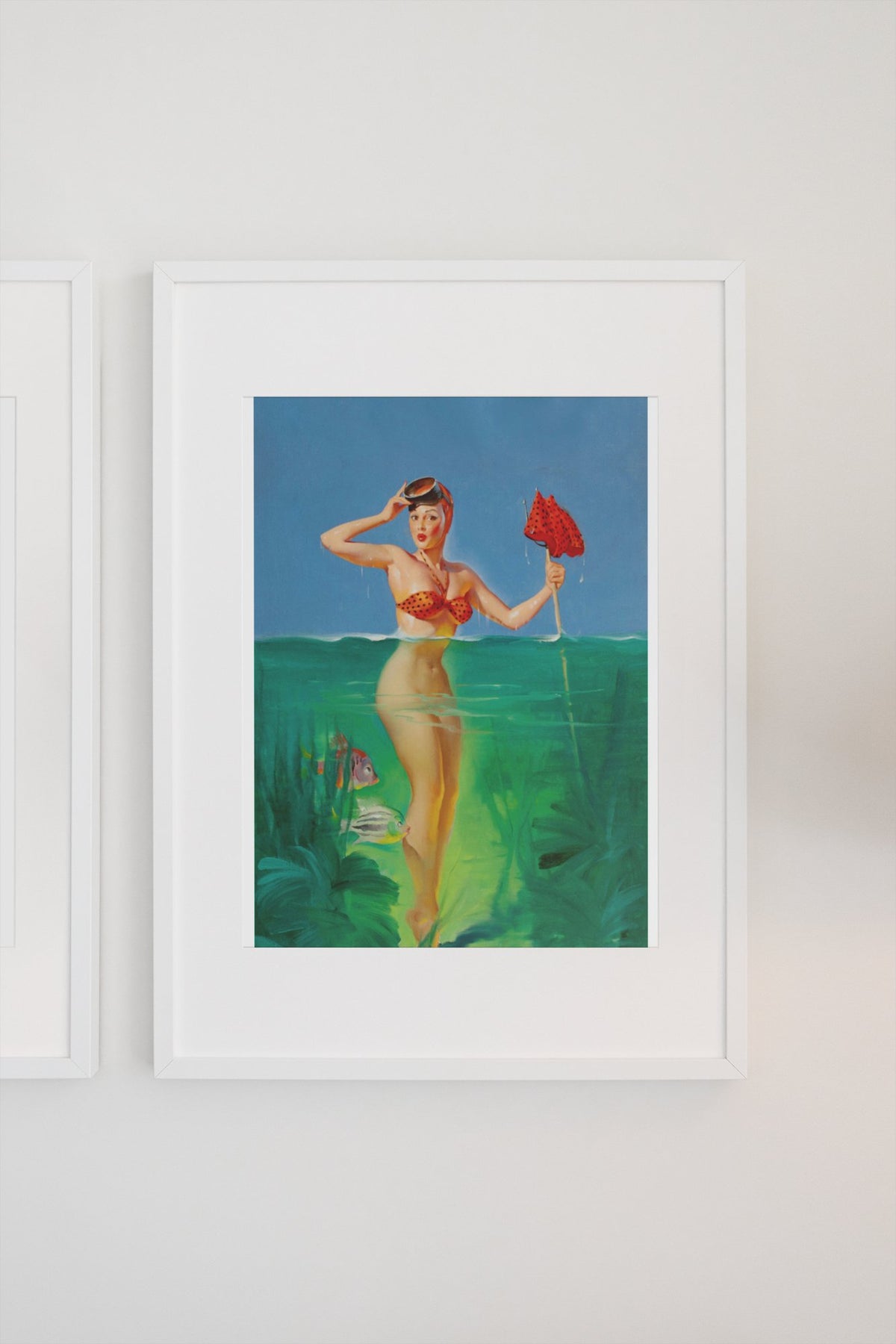 Surprising Catch by Gil Elvgren, pin-up poster — gallery wall