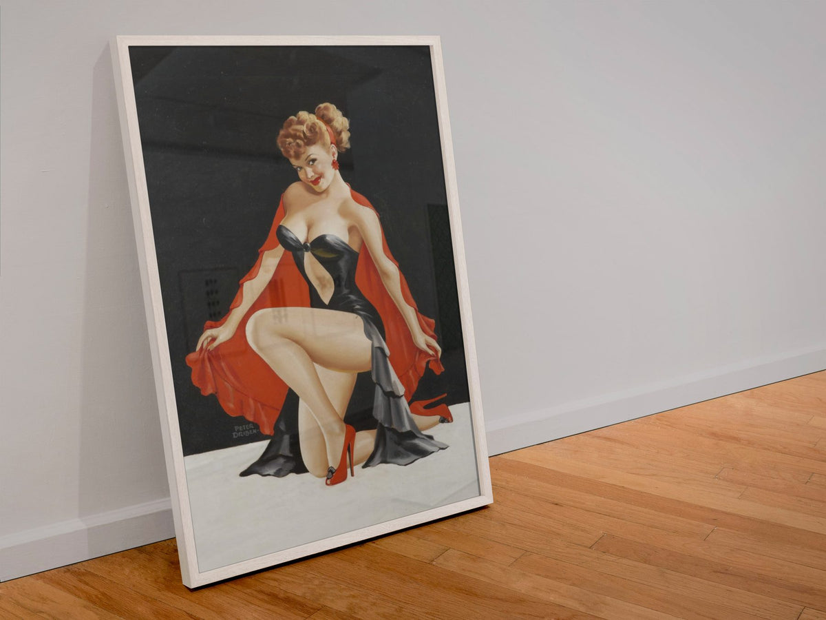 Sweet and Sultry poster in a white frame leaning against a wall