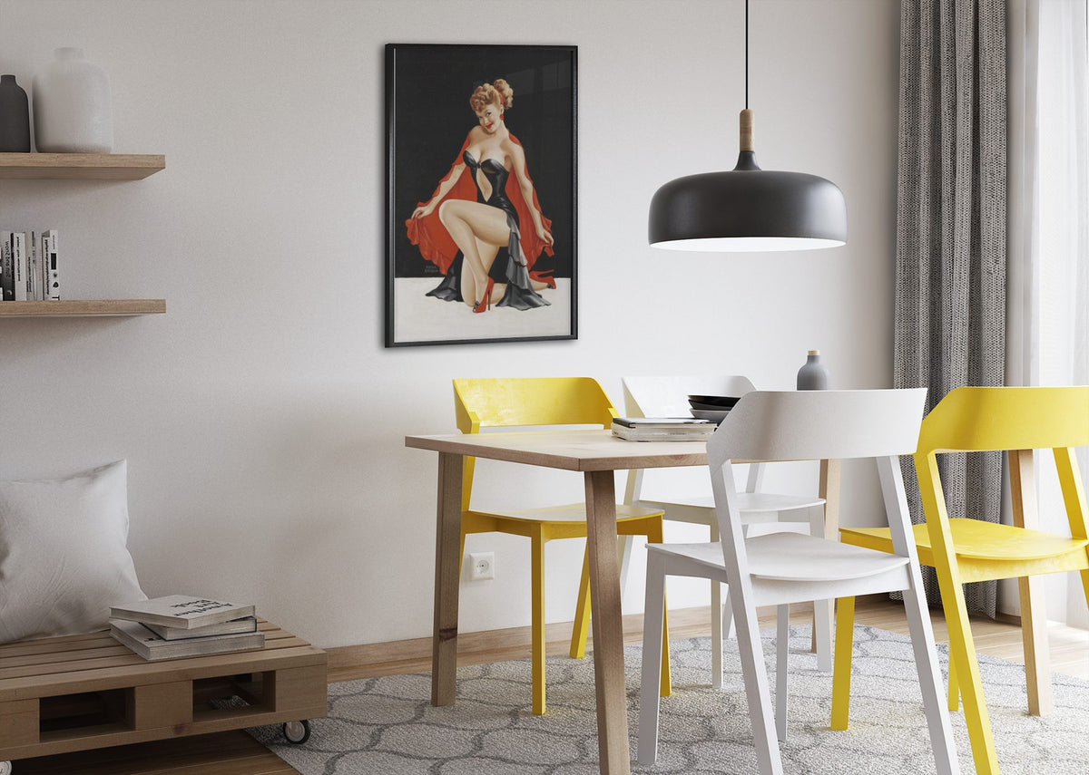 Sweet and Sultry poster framed above a dining table