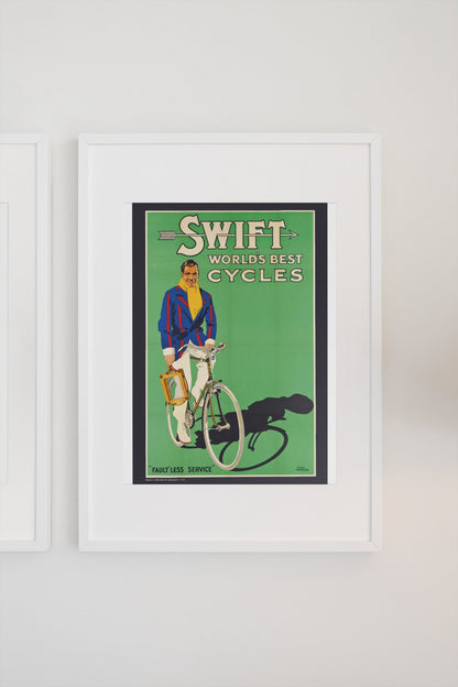 Swift Worlds Best Cycles poster on a light wall