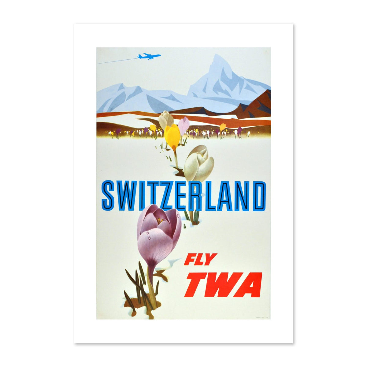 Switzerland Fly TWA poster print