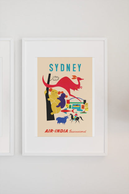 Sydney Air India poster on a light wall