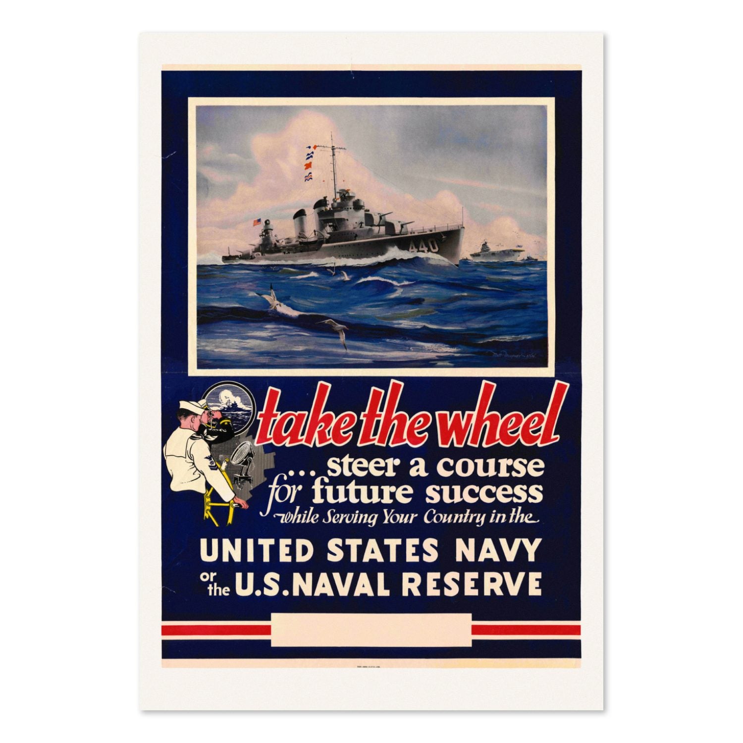 Take the Wheel — U.S. Naval Reserve poster print