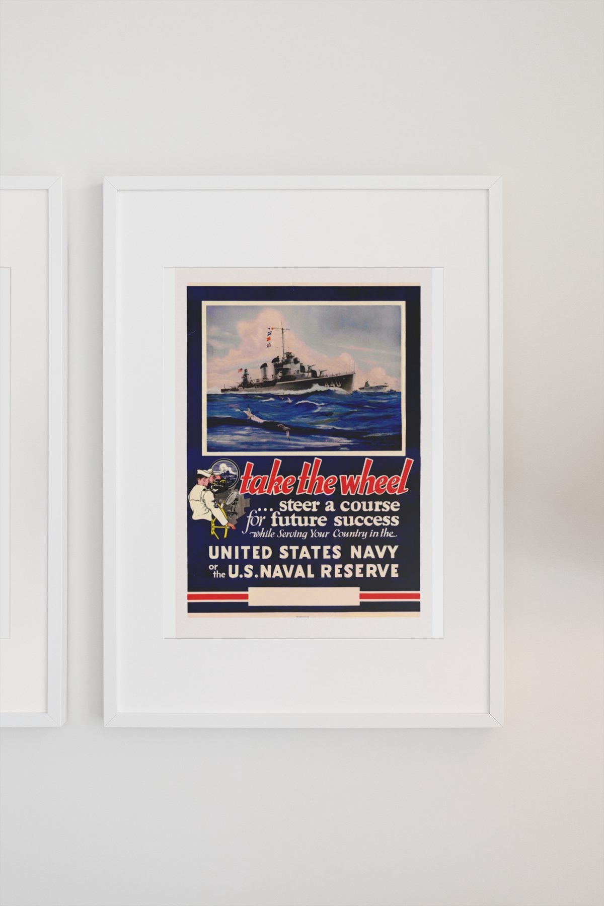 Take the Wheel — U.S. Naval Reserve poster on a light wall