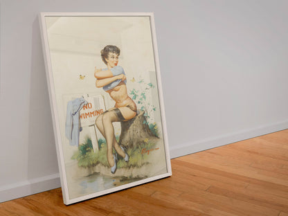 Taking a Chance by Gil Elvgren, pin-up poster — leaning frame