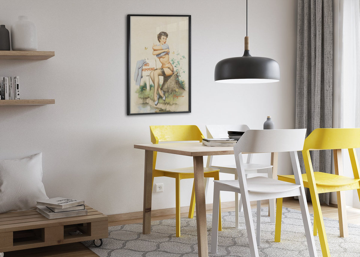 Taking a Chance by Gil Elvgren, pin-up poster — dining room