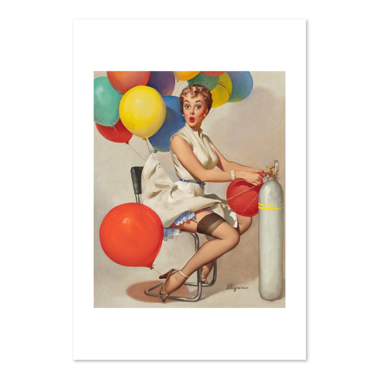 Taking Off by Gil Elvgren, pin-up poster — framed print