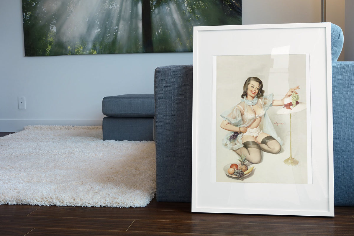 Tasteful Design by Gil Elvgren, pin-up poster — living room wall