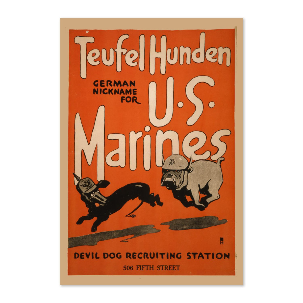 Teufel Hunden Devil Dog US Marines poster print