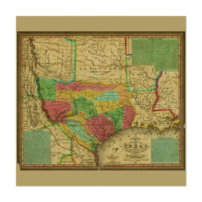 Texas, Indian Territory & Mexican States 1835 Map vintage print