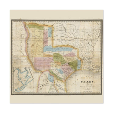 Texas Land Grants 1835 Map vintage print