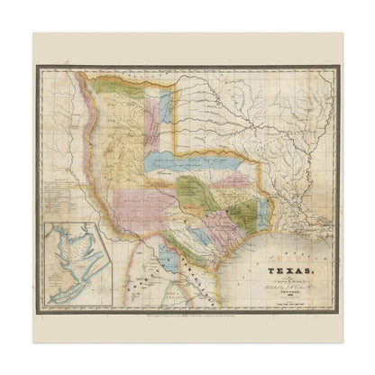 Texas Land Grants 1835 Map vintage print