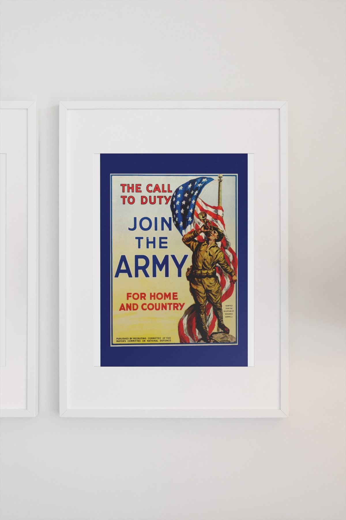 The Call to Duty Join the Army poster on a light wall