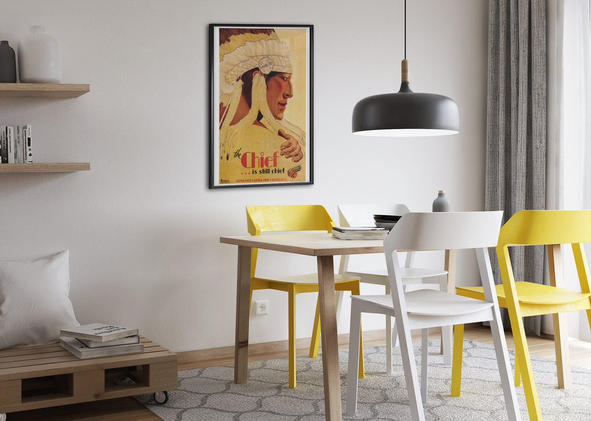 The Chief Santa Fe poster framed above a dining table