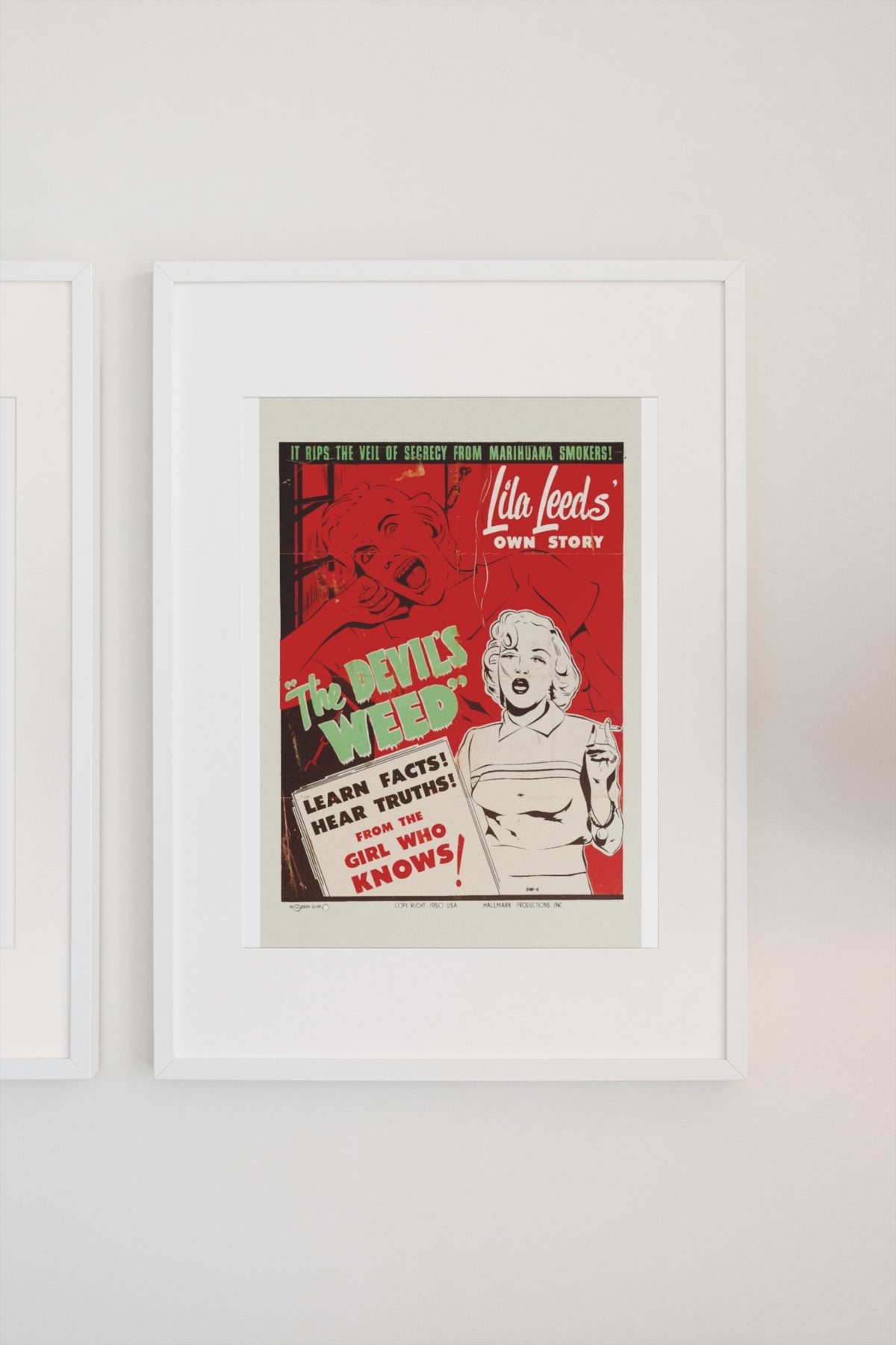 The Devils Weed poster on a light wall