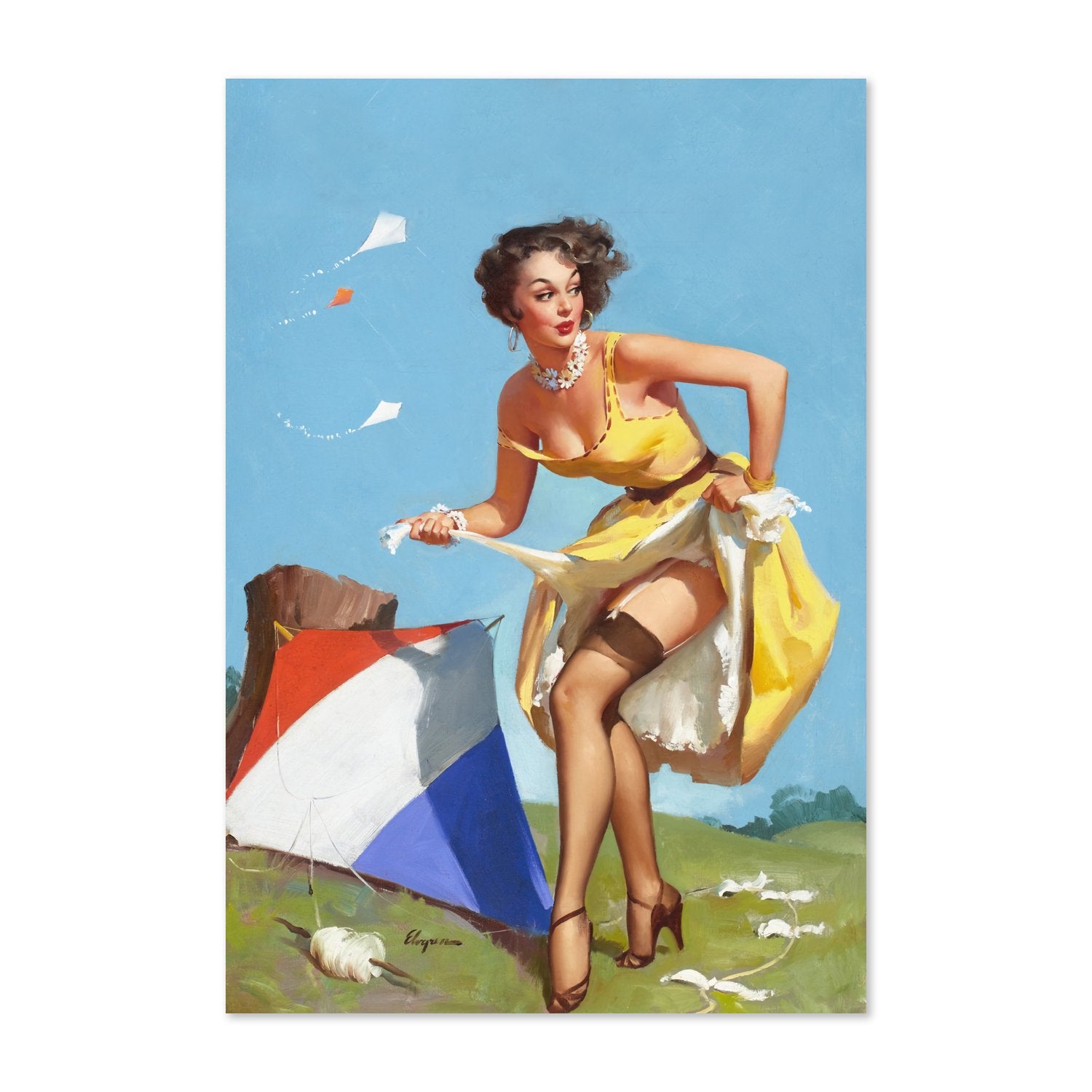 The Final Touch by Gil Elvgren, pin-up poster — framed print
