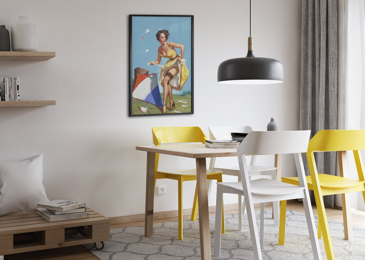 The Final Touch by Gil Elvgren, pin-up poster — dining room