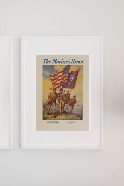 The Marines Hymn poster on a light wall
