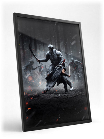 The Odyssey (2026) Movie Key Art poster in a black frame with glass leaning against a wall