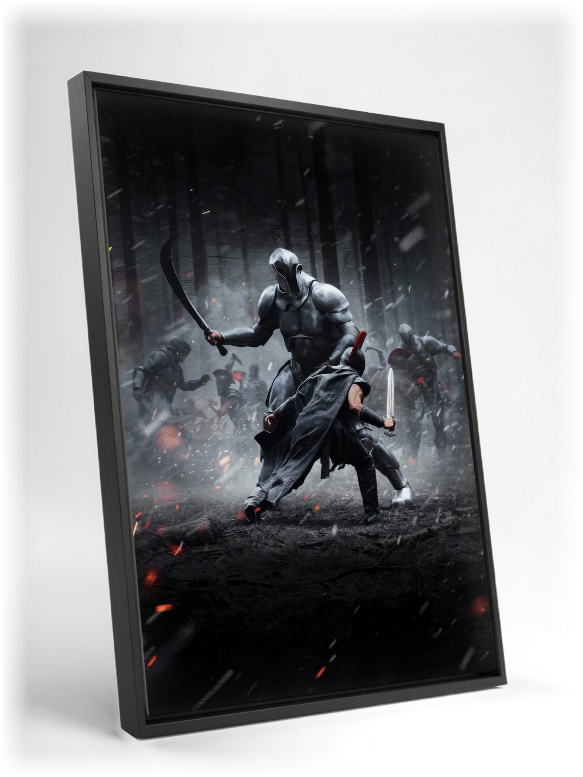 The Odyssey (2026) Movie Key Art as a black floater framed canvas leaning against a wall