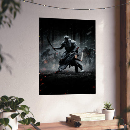 The Odyssey (2026) Movie Key Art poster unframed on a white wall above a desk