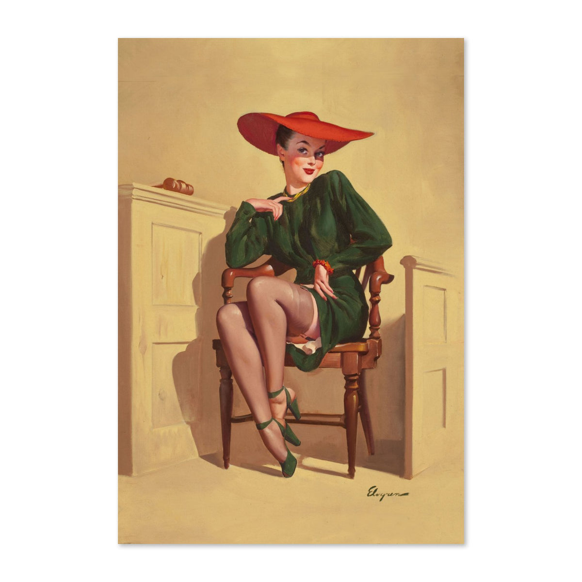The Verdict Was WOW by Gil Elvgren, pin-up poster — framed print