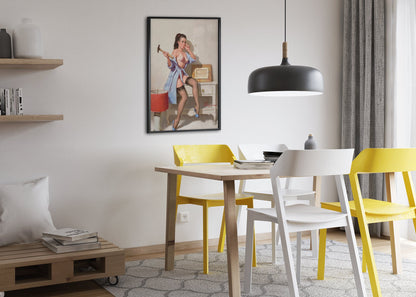 The Wrong Nail by Gil Elvgren, pin-up poster — dining room