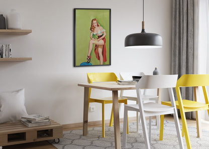 Thigh Measurement poster framed above a dining table