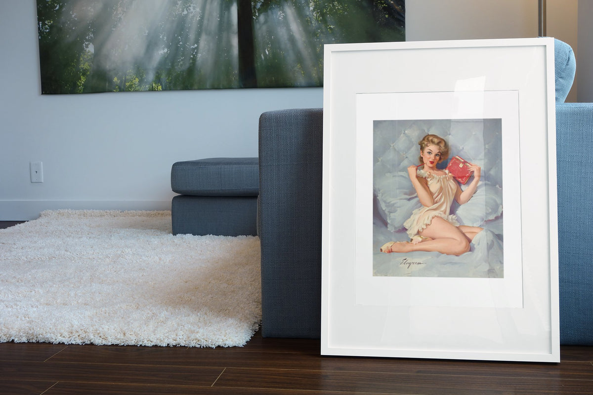 Thinking of You by Gil Elvgren, pin-up poster — living room wall