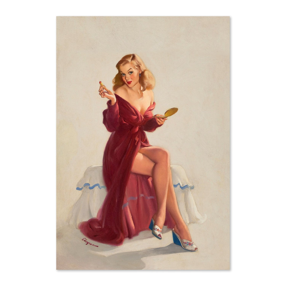 This Doesn't Keep the Chap from My Lips by Gil Elvgren, pin-up poster — framed print