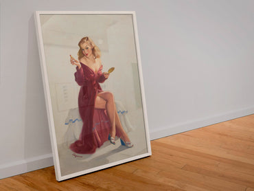 This Doesn't Keep the Chap from My Lips by Gil Elvgren, pin-up poster — leaning frame