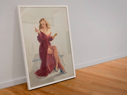 This Doesn't Keep the Chap from My Lips by Gil Elvgren, pin-up poster — leaning frame