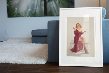 This Doesn't Keep the Chap from My Lips by Gil Elvgren, pin-up poster — living room wall