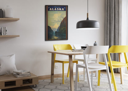 This Is Alaska poster framed above a dining table
