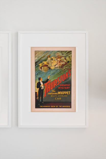 Thurston Vanishing Whippet Car poster on a light wall