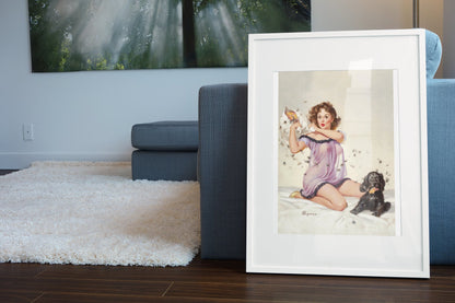 Ticklish Situation by Gil Elvgren, pin-up poster — living room wall