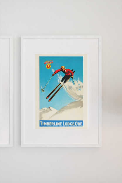 Timberline Lodge Oregon poster on a light wall